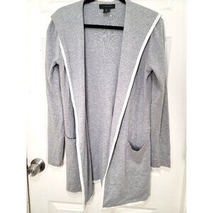 TAHARI Women's Gray Hooded Open Front Cardigan With Pockets Size M